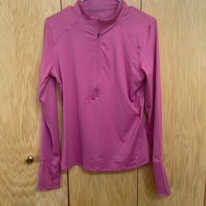 Under Armor Pink Mid Zip Running Jacket, long sleeve w/ slits for thumbs, Medium